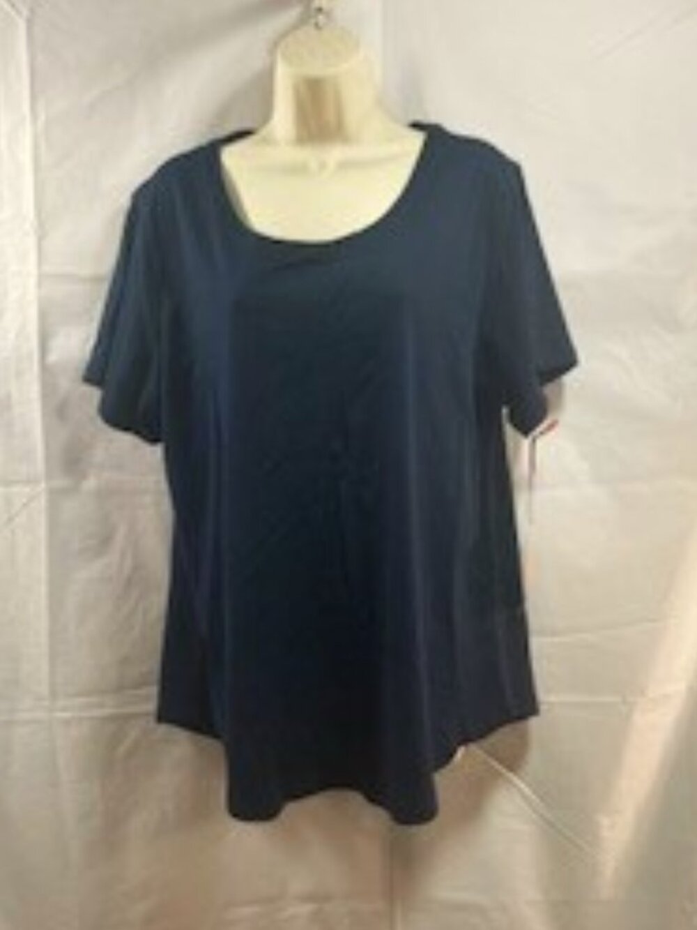 Ruby Rd. Womens Shirt Top Plus Size 1X Short Sleeve Casual Navy Blue NWT